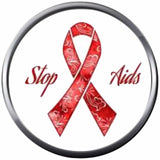 Cool Art Stop AIDS HIV AIDS Red Awareness Ribbon Wear For Hope Find The Cure 18MM - 20MM Snap Jewelry Charm