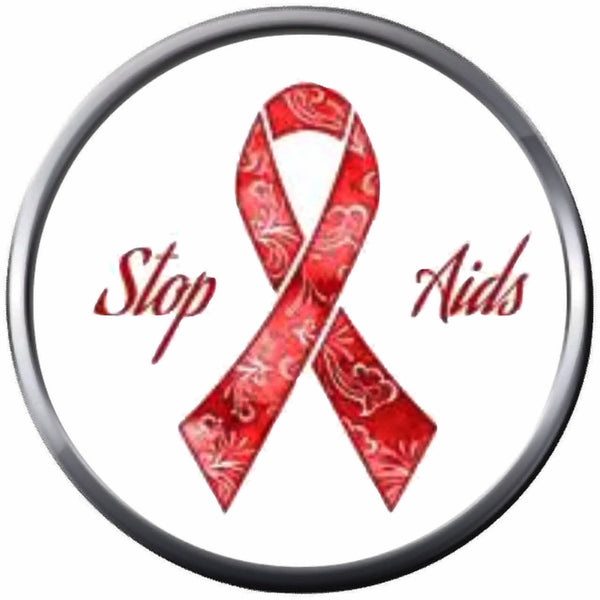 Cool Art Stop AIDS HIV AIDS Red Awareness Ribbon Wear For Hope Find The Cure 18MM - 20MM Snap Jewelry Charm