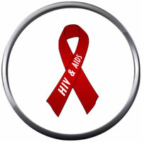 HIV And AIDS Red Awareness Ribbon Wear For Hope Find The Cure 18MM - 20MM Snap Jewelry Charm