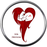 Heart Lamb HIV And AIDS Red Awareness Ribbon Wear For Hope Find The Cure 18MM - 20MM Snap Jewelry Charm