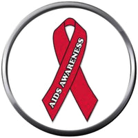 HIV And AIDS Awareness Red Ribbon Wear For Hope Find The Cure 18MM - 20MM Snap Jewelry Charm