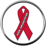 HIV And AIDS Awareness Red Ribbon Wear For Hope Find The Cure 18MM - 20MM Snap Jewelry Charm