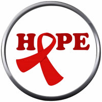 Hope Ribbon HIV And AIDS Red Awareness Ribbon Wear For Hope Find The Cure 18MM - 20MM Snap Jewelry Charm