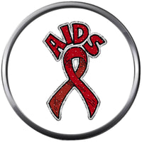 Aids Red Awareness Ribbon Wear For Hope Find The Cure 18MM - 20MM Snap Jewelry Charm