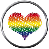 Sketch Art Rainbow Heart Gay Lesbian Transgender Pride LGBTQ 18MM - 20MM Snap Jewelry Charm