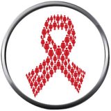 HIV And AIDS People In Red Awareness Ribbon Wear For Hope Find The Cure 18MM - 20MM Snap Jewelry Charm