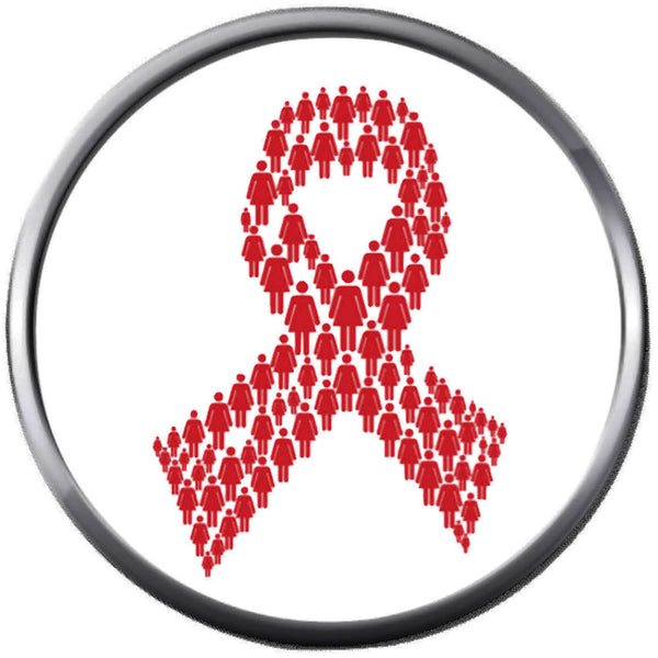 HIV And AIDS People In Red Awareness Ribbon Wear For Hope Find The Cure 18MM - 20MM Snap Jewelry Charm