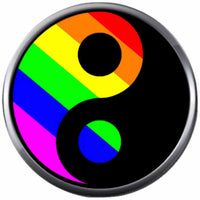 Rainbow Yin and Yang Peace Gay Lesbian Transgender Pride LGBTQ 18MM - 20MM Snap Jewelry Charm