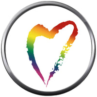Cool Splash Art Rainbow Heart Gay Lesbian Transgender Pride LGBTQ 18MM - 20MM Snap Jewelry Charm