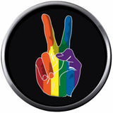 Rainbow Peace Sign Fingers Gay Lesbian Transgender Pride LGBTQ 18MM - 20MM Snap Jewelry Charm