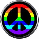 Rainbow Peace Sign Gay Lesbian Transgender Pride LGBTQ 18MM - 20MM Snap Jewelry Charm