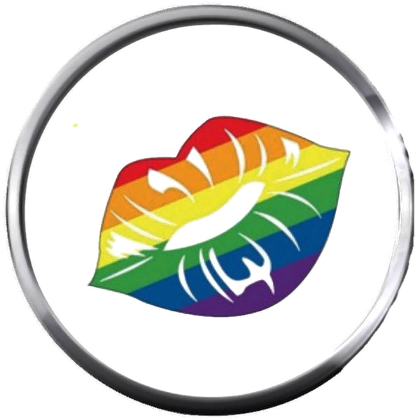 Rainbow Lips Love Kiss Gay Lesbian Transgender Pride LGBTQ 18MM - 20MM Snap Jewelry Charm