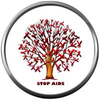 Stop AIDS HIV AIDS Red Awareness Ribbon Tree Wear For Hope Find The Cure 18MM - 20MM Snap Jewelry Charm