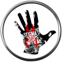 Stigma Stops With Me Hand With Red for HIV AIDS Awareness Ribbon Wear For Hope Find The Cure 18MM - 20MM Snap Jewelry Charm