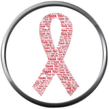 Thank You Aids HIV Red Awareness Ribbon Wear For Hope Find The Cure 18MM - 20MM Snap Jewelry Charm