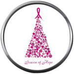 Season Of Hope Christmas Tree Pink Ribbon Breast Cancer Holiday Support Awareness Hope Cure For Christmas Winter 18MM - 20MM Snap Jewelry Charm