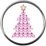 Pink Ribbon Breast Cancer Holiday Tree Support Awareness Hope Cure For Christmas Winter 18MM - 20MM Snap Jewelry Charm