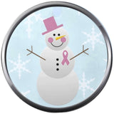 Snow Flake Holiday Snowman Wear Pink Ribbon Breast Cancer Tree Support Awareness Christmas Winter 18MM - 20MM Snap Jewelry Charm