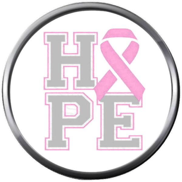 Hope Pink Breast Cancer Support Ribbon Awareness Cure Believe 18MM - 20MM Snap Jewelry Charm