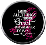 I Can Do All Things Thru Christ Who Strengthens Me Pink Ribbon Breast Cancer 18MM - 20MM Snap Jewelry Charm