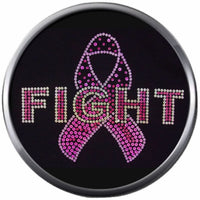Fight Pink Ribbon On Black Save Ta-Tas Breast Cancer Support Awareness Believe Find Cure 18MM - 20MM Snap Jewelry Charm
