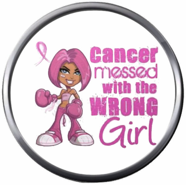 Wrong Girl Pink Fight Breast Cancer Support Ribbon Awareness Cure Believe 18MM - 20MM Snap Jewelry Charm