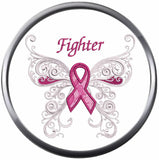 Artistic White Butterfly Of Hope Breast Cancer Support Awareness Pink Ribbon 18MM - 20MM Snap Jewelry Charm New Item