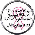 Do All Thru Christ Pink Ribbon Breast Cancer Support Awareness Believe Find Cure 18MM - 20MM Snap Jewelry Charm