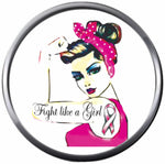 Rosie Riveter Tough Girl Battle Pink Ribbon Breast Cancer Support Awareness  18MM - 20MM Snap Jewelry Charm New Item