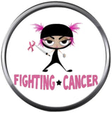 Ninja Fighting Pink Ribbon Breast Cancer Support Awareness Believe Find Cure 18MM - 20MM Snap Jewelry Charm