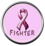 Fighter Pink Breast Cancer Tattered Support Ribbon Awareness Cure Believe 18MM - 20MM Snap Jewelry Charm
