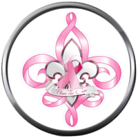 Artistic Ribbon On Spade Cool Pink Ribbon Breast Cancer Support Awareness  18MM - 20MM Snap Jewelry Charm New Item
