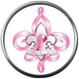 Artistic Ribbon On Spade Cool Pink Ribbon Breast Cancer Support Awareness  18MM - 20MM Snap Jewelry Charm New Item