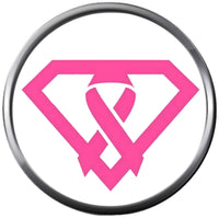Super Girl Super Hero Shield Symbol Pink Breast Cancer Support Ribbon Awareness Cure Believe 18MM - 20MM Snap Jewelry Charm