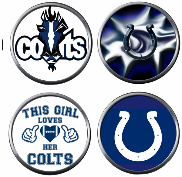 Set of 4 Indianapolis Colts NFL Cool Football Logo  18MM - 20MM Snap Jewelry Charms New Item
