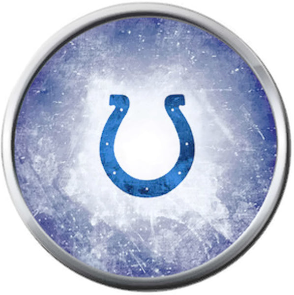 NFL Indianapolis Colts Denim Blue and White Horseshoe Football Lovers 18MM - 20MM Snap Charm Jewelry
