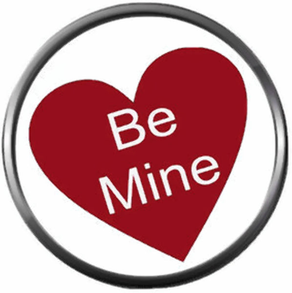 Be Mine Happy Valentines Day Red Heart Celebrate Holiday 18MM - 20MM Snap Jewelry Charm