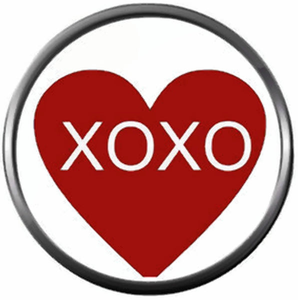 Hugs And Kisses XOXO Happy Valentines Day Red Heart Celebrate Holiday 18MM - 20MM Snap Jewelry Charm