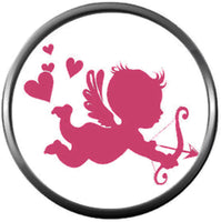 Pink Cupid With Bow And Arrow Happy Valentines Day Celebrate Holiday 18MM - 20MM Snap Jewelry Charm
