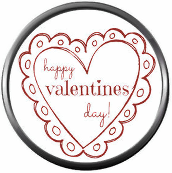 Happy Valentines Day In Heart Lace Celebrate Holiday 18MM - 20MM Snap Jewelry Charm