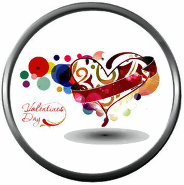 Modern Art Happy Valentines Day Colorful Heart Celebrate Holiday 18MM - 20MM Snap Jewelry Charm