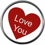 Love You Happy Valentines Day Red Heart Celebrate Holiday 18MM - 20MM Snap Jewelry Charm