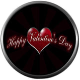 Happy Valentines Day Heart On Black Background Celebrate Holiday 18MM - 20MM Snap Jewelry Charm