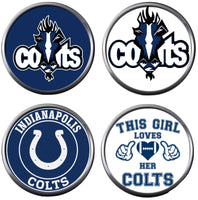 Set of 4 Indianapolis Colts NFL Blue Football Logo  18MM - 20MM Snap Jewelry Charms New Item