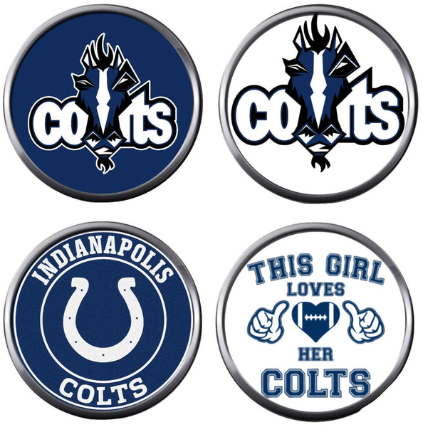 Set of 4 Indianapolis Colts NFL Blue Football Logo  18MM - 20MM Snap Jewelry Charms New Item