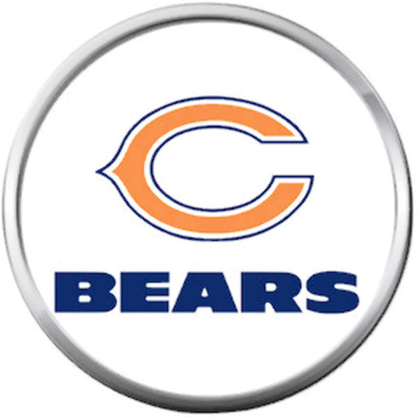 Da Bears Chicago NFL Logo On White Football Lovers Team Spirit 18MM - 20MM Snap Jewelry Charm