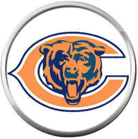 Chicago Bears NFL Logo With Bear On White Football Lovers Team Spirit 18MM - 20MM Snap Jewelry Charm