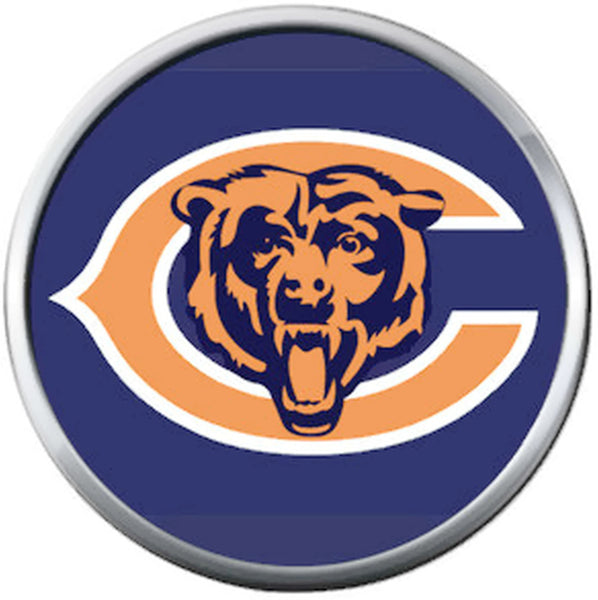 Chicago Bears NFL Logo With Bear On Blue Football Lovers Team Spirit 18MM - 20MM Snap Jewelry Charm