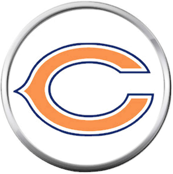 Chicago Bears NFL Logo On White Football Lovers Team Spirit 18MM - 20MM Snap Jewelry Charm