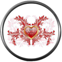 Beautiful Artistic Gold Heart In Art Happy Valentines Day Celebrate Holiday 18MM - 20MM Snap Jewelry Charm